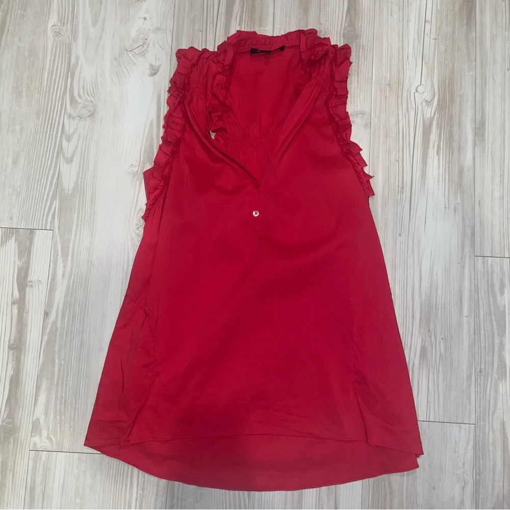 Red Ruffled Sleeveless Top - Picture 1 of 8